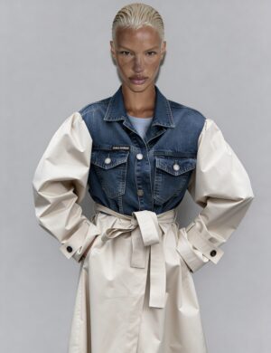 Denim Contrast Trench Coat