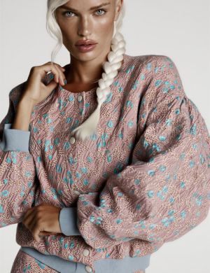 dusty rose jacquard bomber
