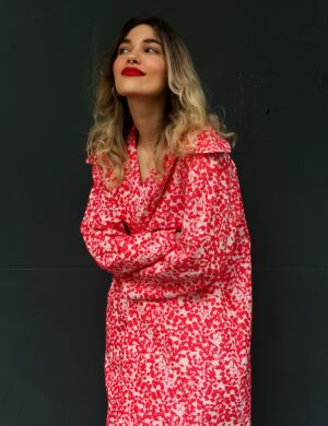 Red jacquard coat