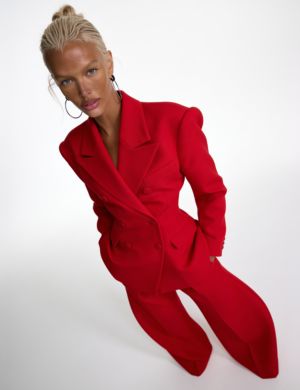 Sculpted red suit