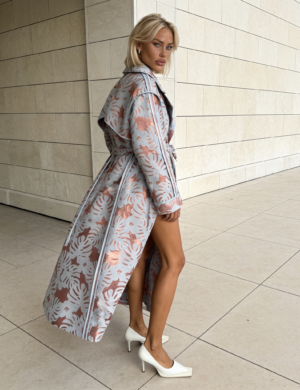 Monstera jacquard trench